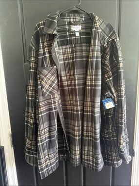 Arizona Jean Company big and tall Black Plaid Shirt Jacket with black & Cream